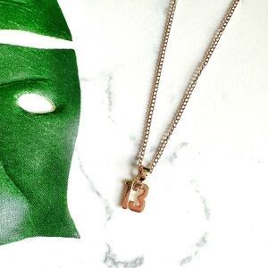 2/$30🌵 Number 13 Gold Necklace Charm Gothic Old English Pendant Jewelry NEW